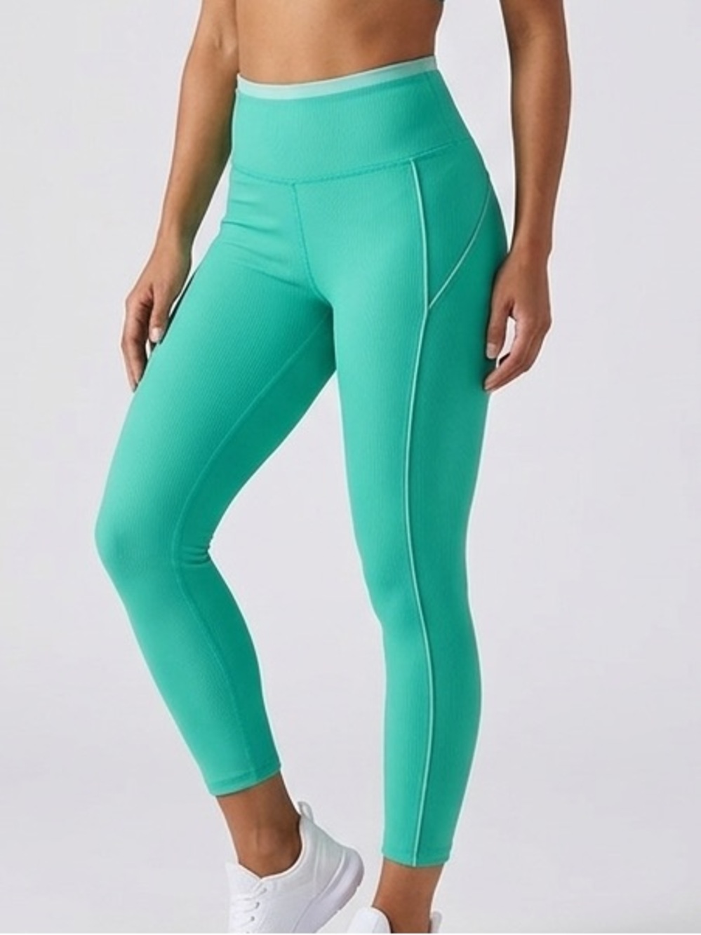 Wilo Sea Green Activewear Ribbed Outline High Rise Leggings Women's Size XS
